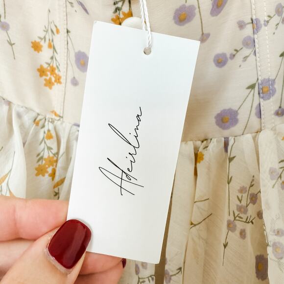 NWT Adeirlina The Lattest of Them All Off Shoulder Floral Fairy Mini Dress Small - Picture 7 of 11